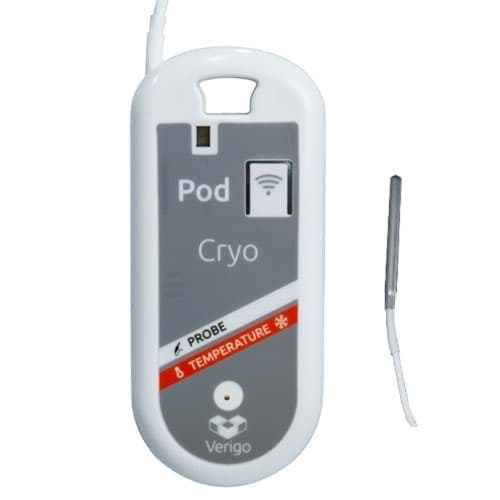 JRI Verigo POD Cryo Bluetooth temperatuur datalogger met externe lagetemperatuursonde