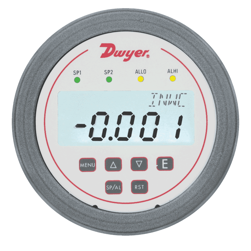 Dwyer differential pressure transmitter with flow calculation and alarms series DH3